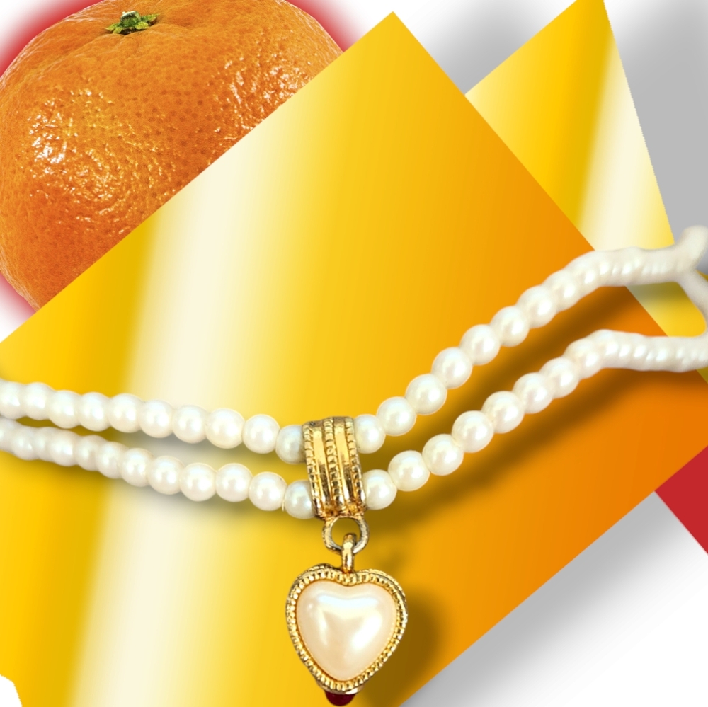 Double chain pearl necklace w/ pearl pendant - Picture 2 of 5